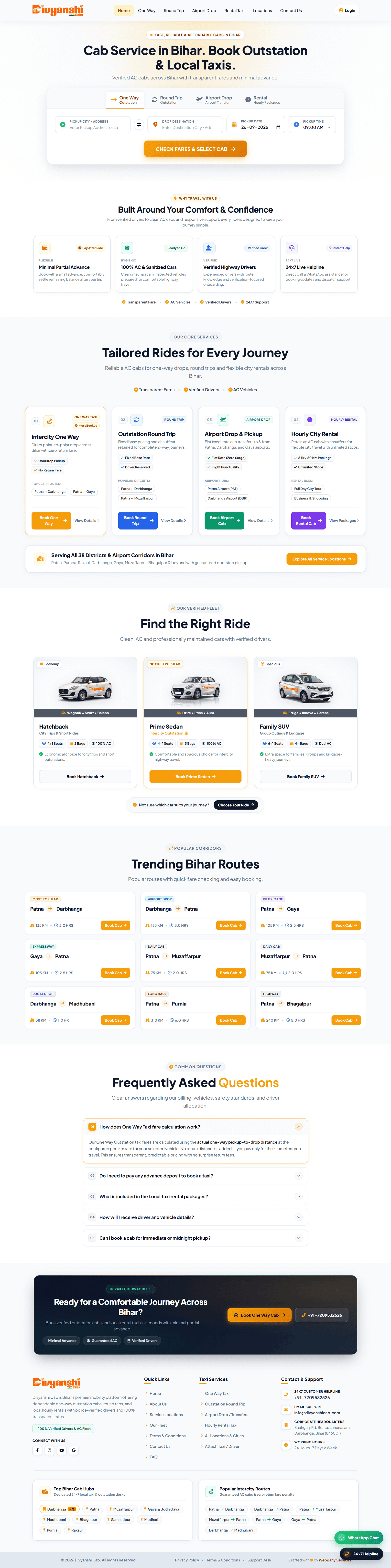 Divyanshi Cab Outstation Taxi Booking Website Design
