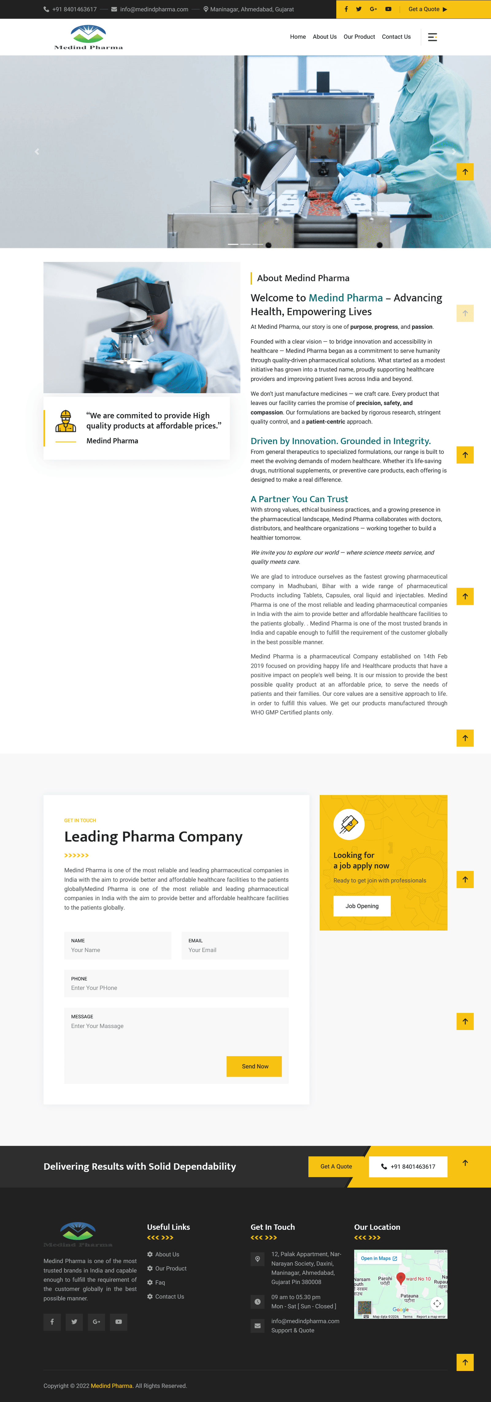 Medind Pharma Website Design