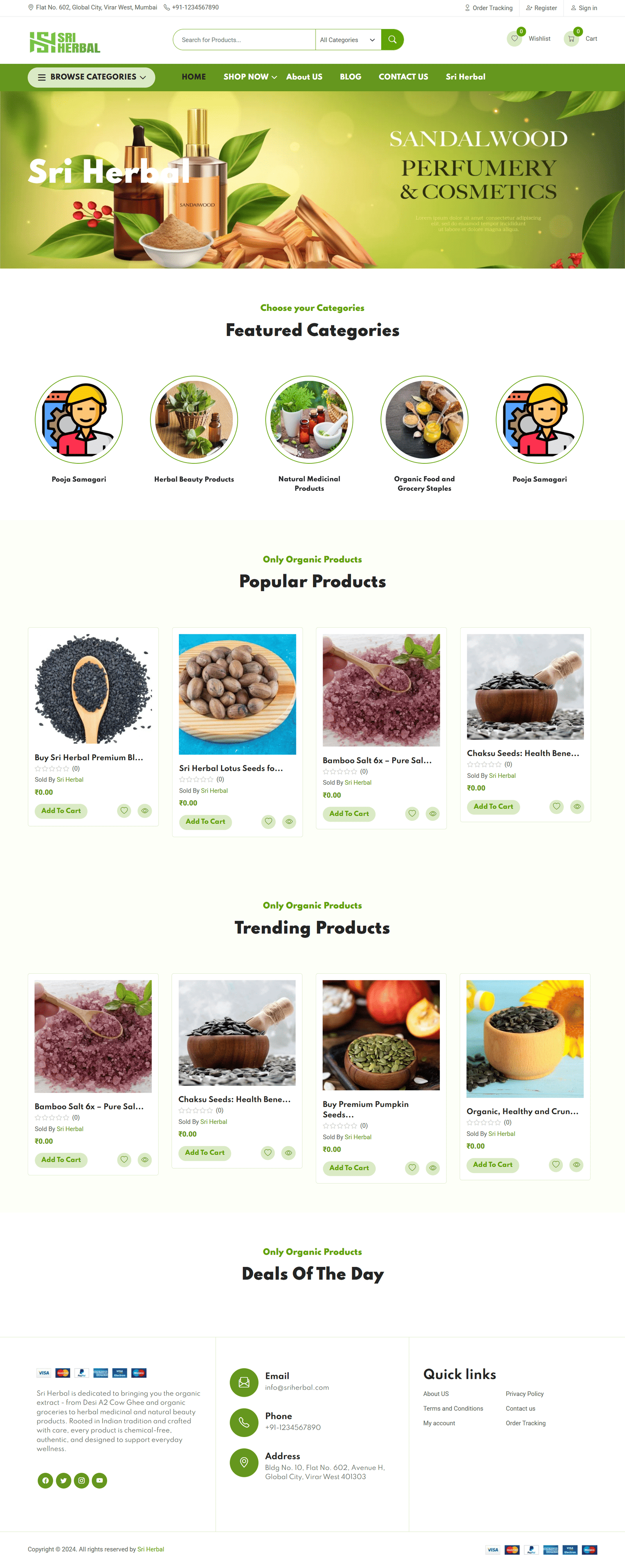 Sri Herbal Cosmetics Website Design